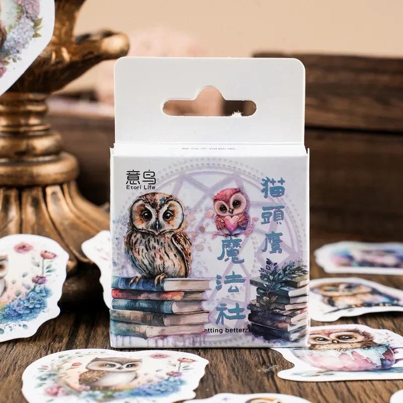 

46PCS Cute Colorful Owl Small Paper Sticky Sticker Aesthetic Children's DIY Decoration Stationery Scrapbooking School Supplies