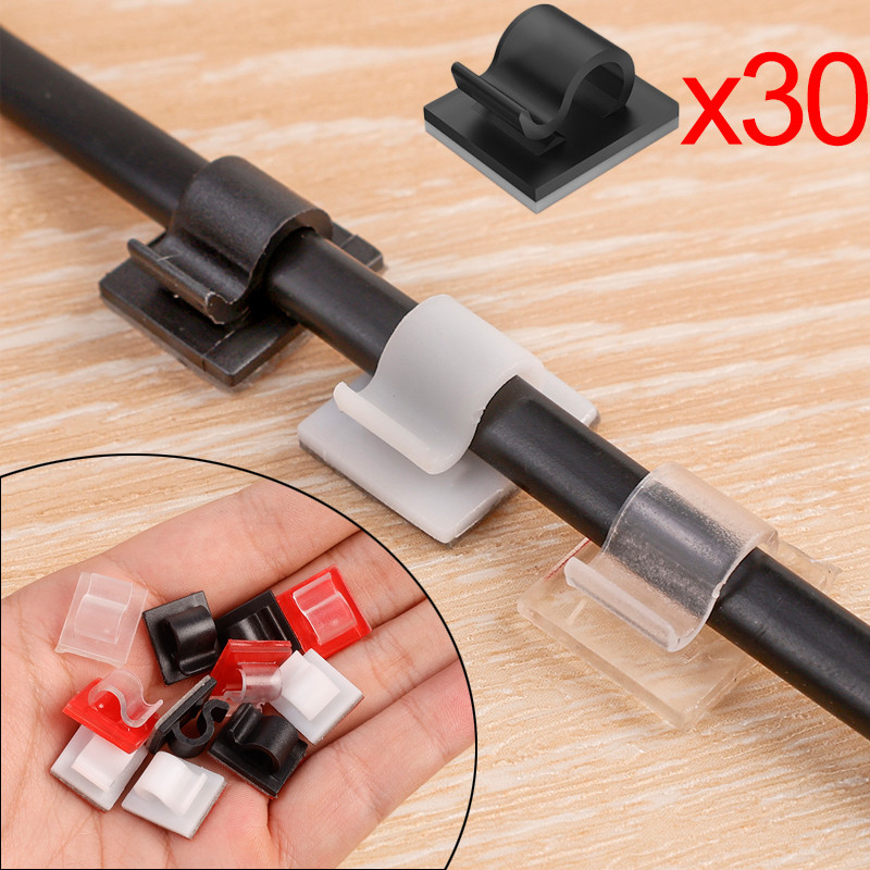 

30/1pcs Adhesive Cable Organizer Clips Wire Winder Holder Earphone Mouse Cord Clip Protector Management Hooks Desktop Clamp
