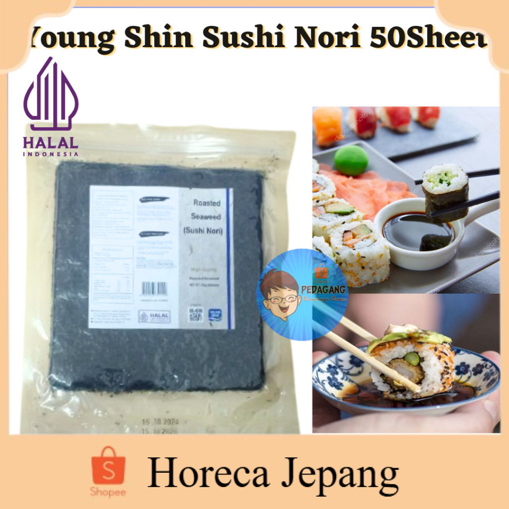 

Young Shin Sushi Nori 50 SHEET/ Sushi Nori 50s Halal/ Sushi Nori/ Rumput Laut