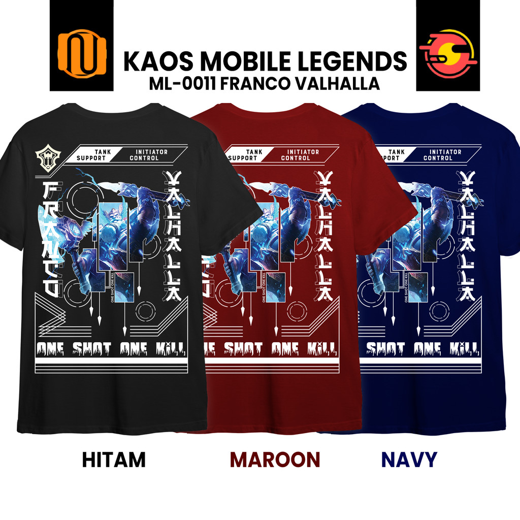 Nuhifa Store Kaos FRANCO VALHALLA EPIC SKIN Mobile Legeds MLBB Lengan Pendek Hitam