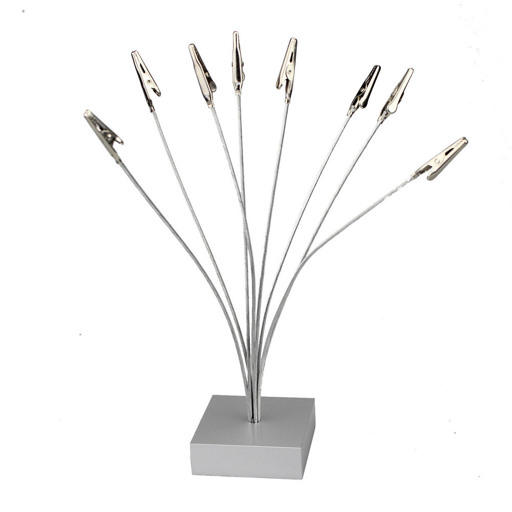 

Silver Boxy Base Multi Wire Photo Clips 8 Branch Memo Holders Table Place Card Clamps Office Desk Organizer Exhibition Display