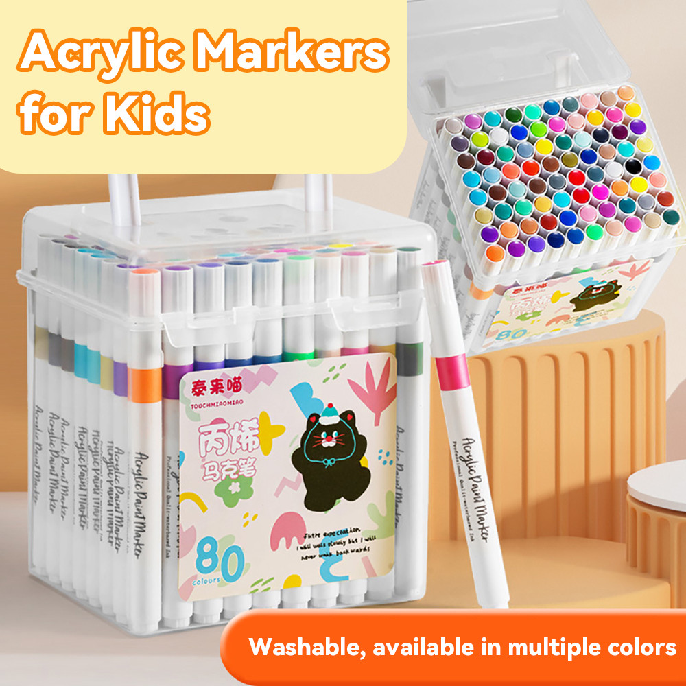 

24-80 Colors Acrylic Marker Waterproof Painting Graffiti Pen Student Ceramic Glass Wood Shoes Fabric Diy Supplies Art Markers