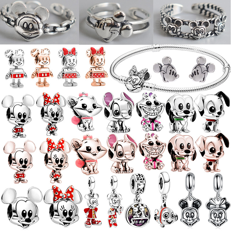 Disney Mickey Mouse Beads for Jewelry Making Fits Pandora Cartoon Minnie Charms Bracelet Women Jewel