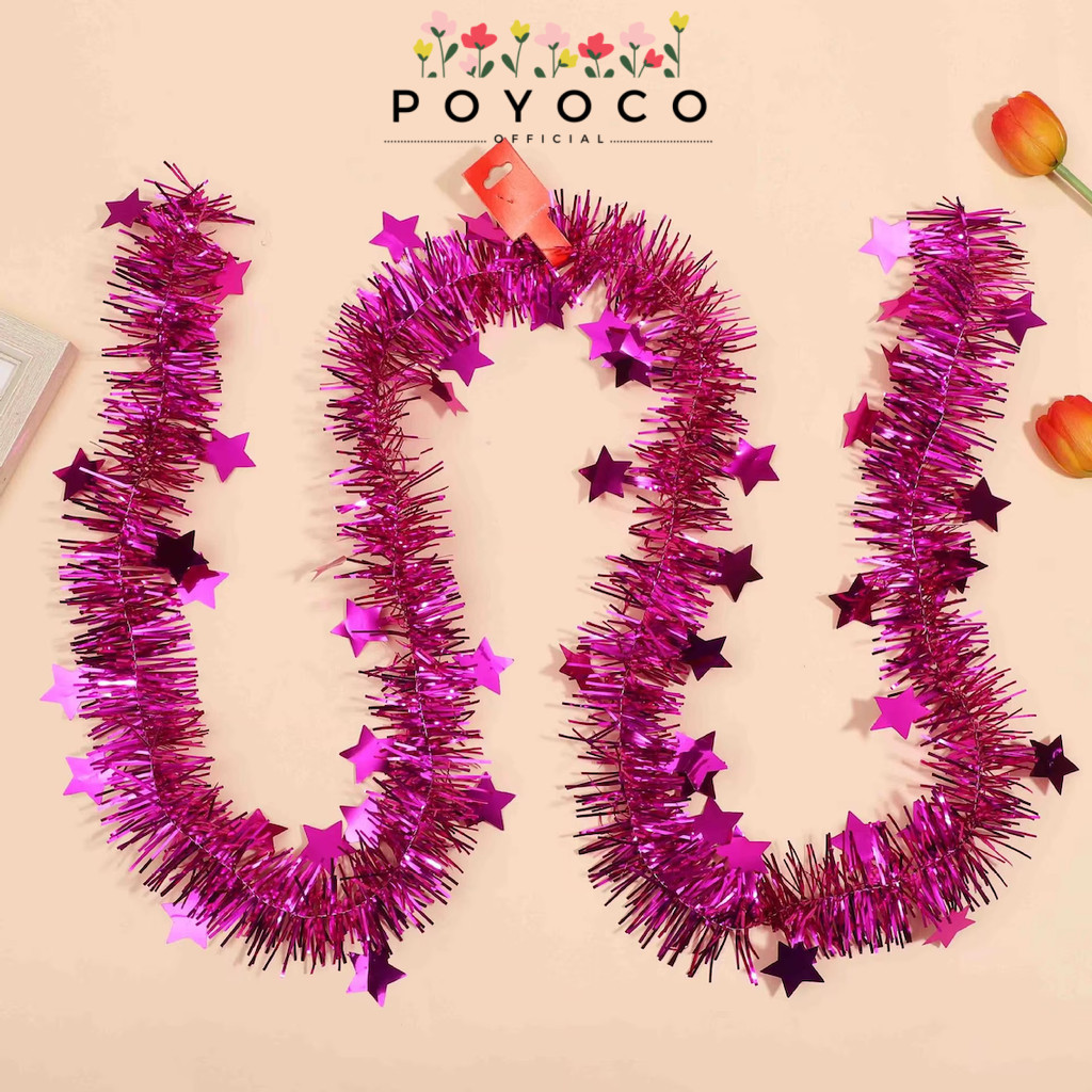 

POYOCO - SLINGER 2 Meter Diameter 5cm Single Colored / Mix / Motif Rumbai Garland Tensil Tinsel Metalik Hiasan