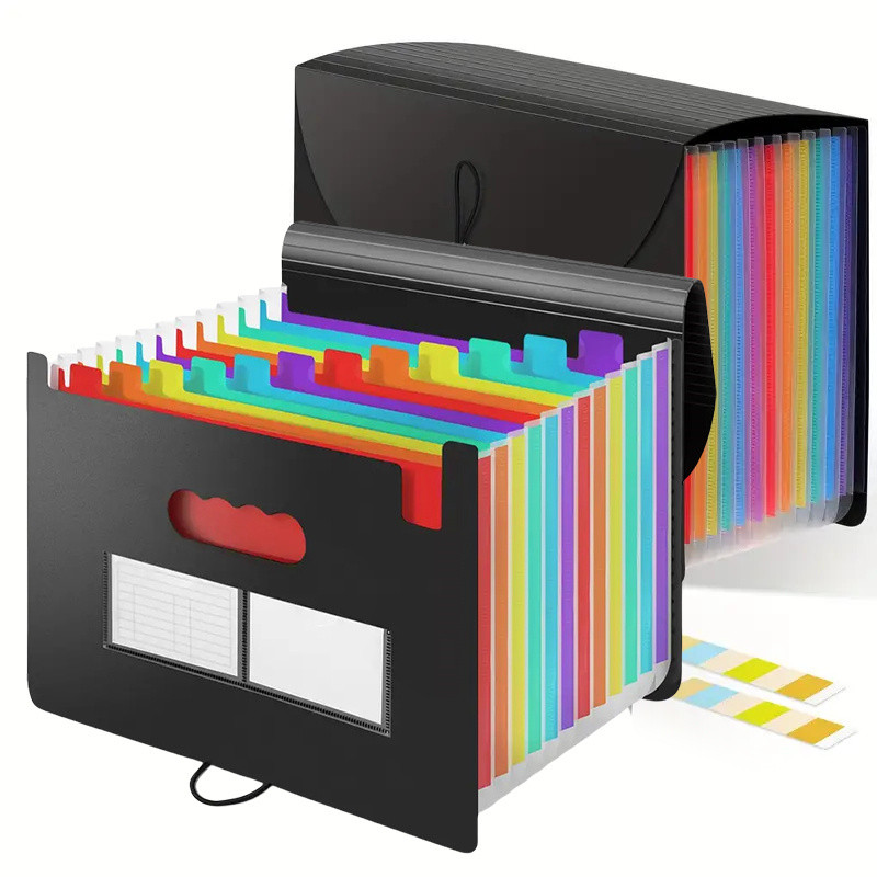 

12 Pockets Accordions Bag Portable A4 Expanding File Folder Rainbow Organizer Filing Box Paper Bill Receipt Document Holder