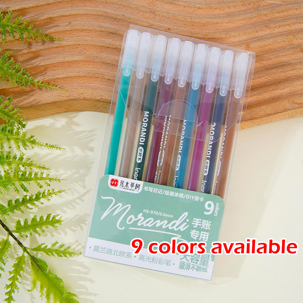 

1set marker pen pulpen warna warni 9 warna pena gel Set spidol warna Morandi Alat Tulis Penanda Jurnal