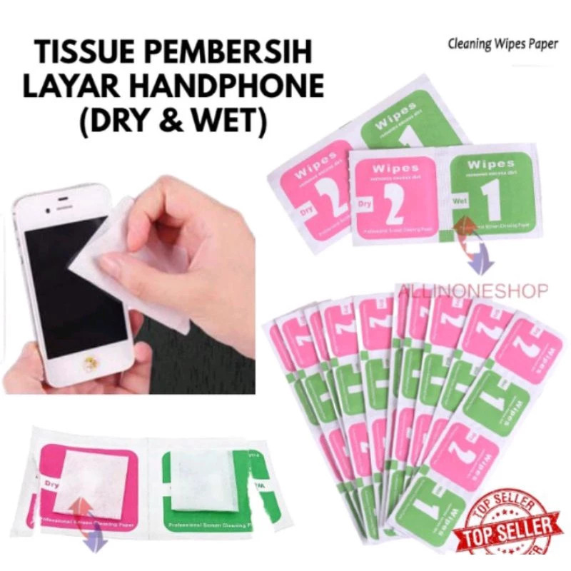 agen grosir tisu anti gores tissue pembersih layar hp 1 set tisu kering dan tisu basah
