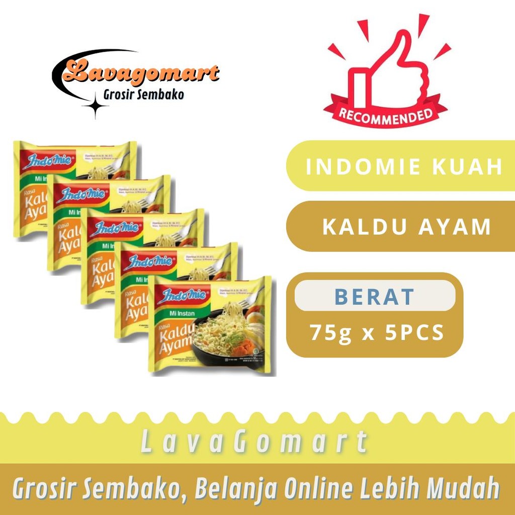 

INDOMIE KUAH KALDU AYAM 75g - 5 PCS - LAVAGOMART - BANDUNG