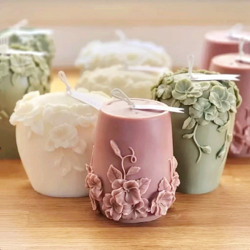 

DIY New Nordic Rattan Flowers Silicone Candle Mold Gypsum form Carving Art Aromatherapy Plaster Home Decor Mold Wedding Gift