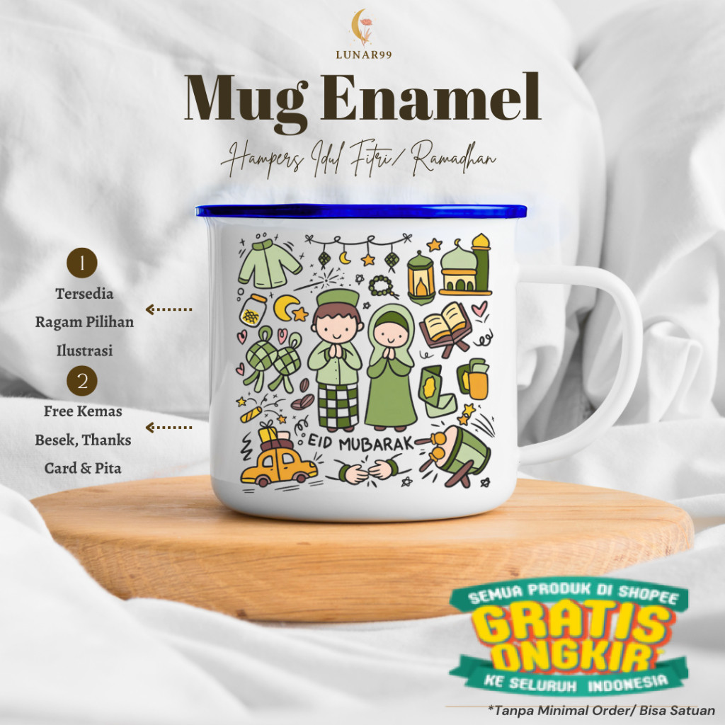 

(Ready) MUG CANGKIR ENAMEL HAMPERS IDUL FITRI-RAMADAN/ KADO-HADIAH LEBARAN/ New kado