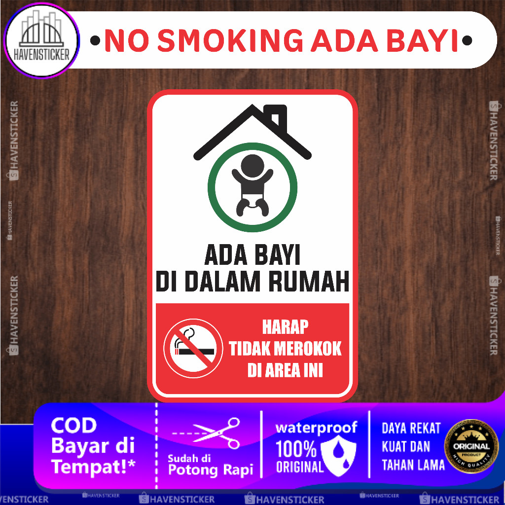 

Stiker No Smoking Ada Bayi Laminasi Glossy