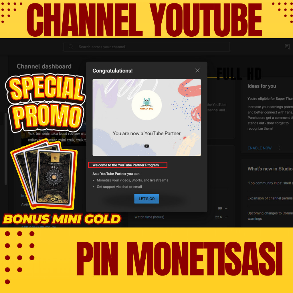CHANNEL YOUTUBE MONETIASI SUDAH PIN