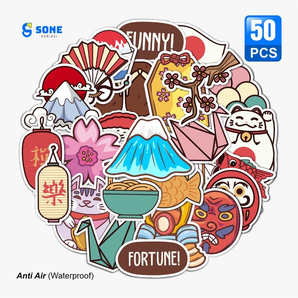 

Stiker Pack Japanese Culture Aesthethic Vinyl Waterproof untuk Sticker Buku Journal Casing HP Laptop