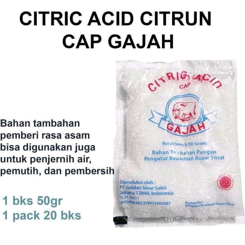 citrid acid citrun cap gajah 1pak (20x50g)