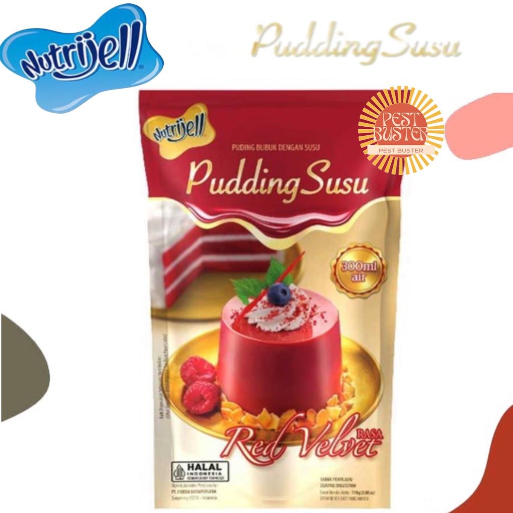 

NUTRIJELL PUDDING SUSU RASA REDVELVET SANTAN LAPIS VARIAN RASA RED VELVET BUBUK JELLY INSTANT BPOM Halal Original