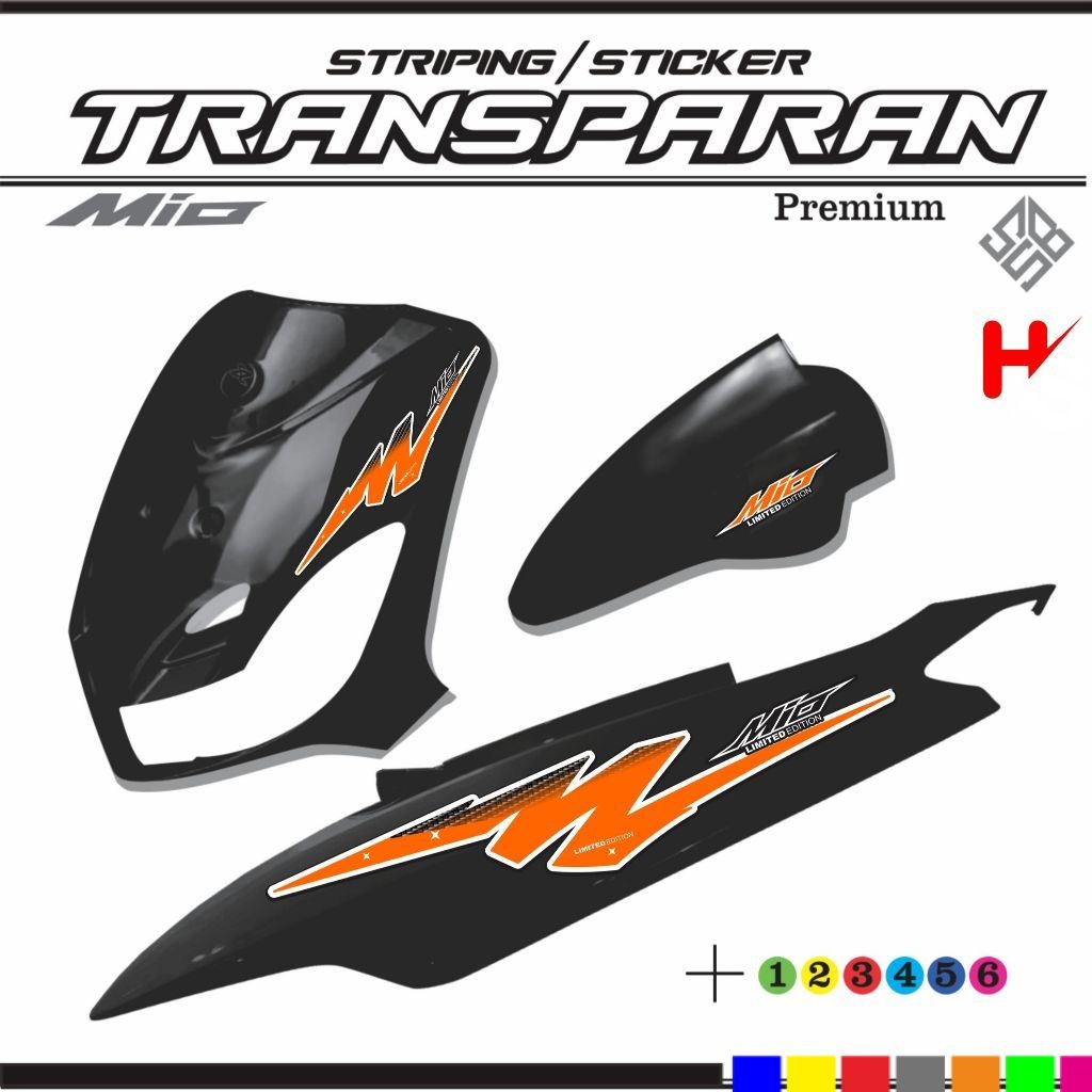 VARIASI STIKER / STICKER STRIPING TRANSPARAN YAMAHA MIO OLD/SPORTY/SMILE MOTIF SIMPLE VARIASI V80