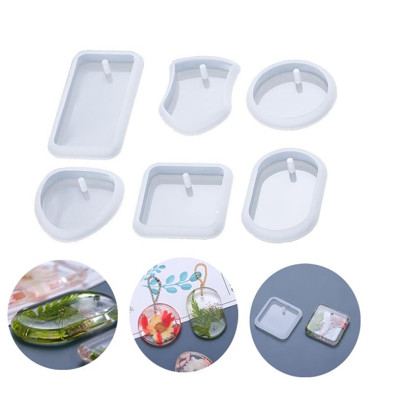 

1/6pcs Keychain Pendant Silicone Mold Set DIY Pendant Crystal Epoxy Resin Mold Round Rectangle Pendants Jewelry Making