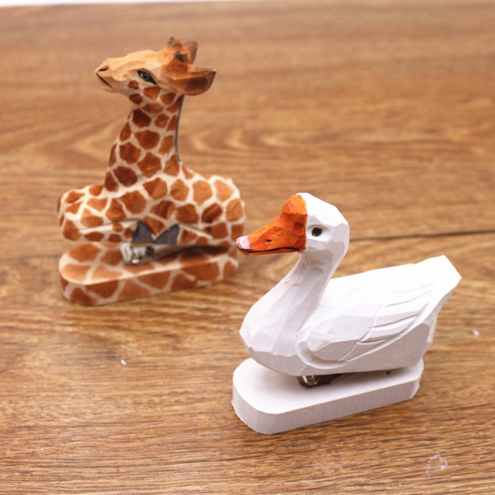 

Animal Shaped Wood Carving Paper Binding Stapler Paper Binding Paper Fixing Wood 3D Animal Paper Binder Handcrafts Handmade