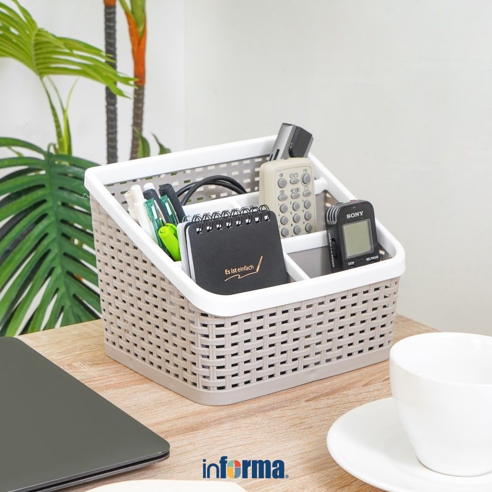 Informa Tempat Remote Tv Polka (L) - Krem Organizer Remot Ac Tv Ponsel Serbaguna Remote Control And 