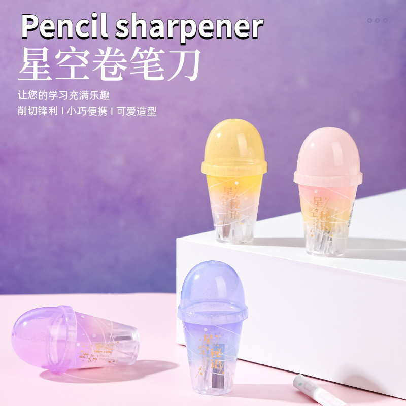 

Plastic Bubble-tea Shape Pencil Sharpener Gradient color Pen Sharpener Pencil Cutting Machine Kawaii Stationery School Supplies