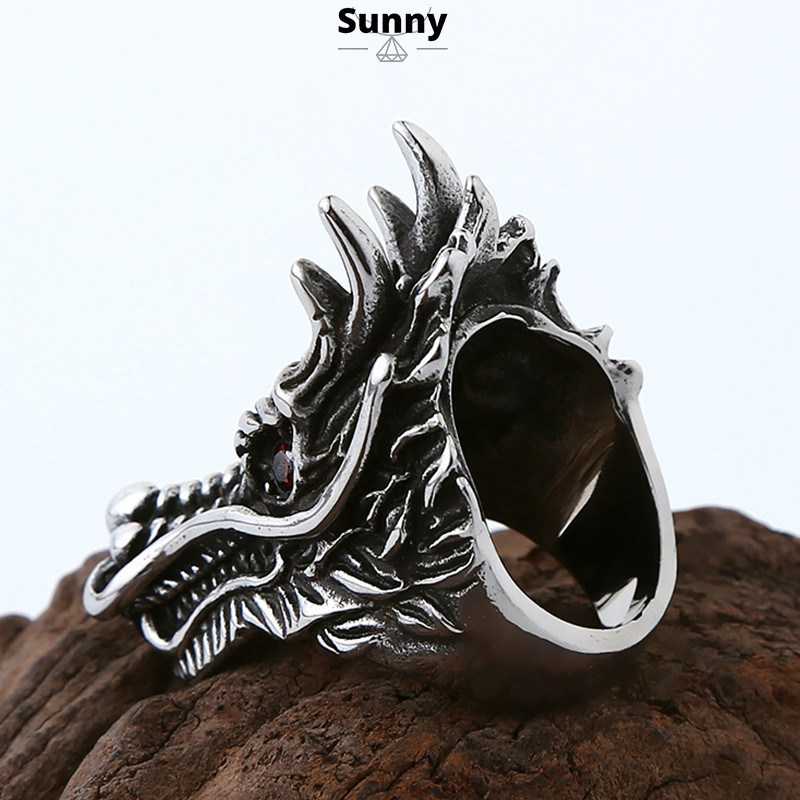 PAKET HEMAT COD Cincin Vintage Naga Ruby Cincin Titanium Naga Mendominasi Cincin Pria Cowok Keren