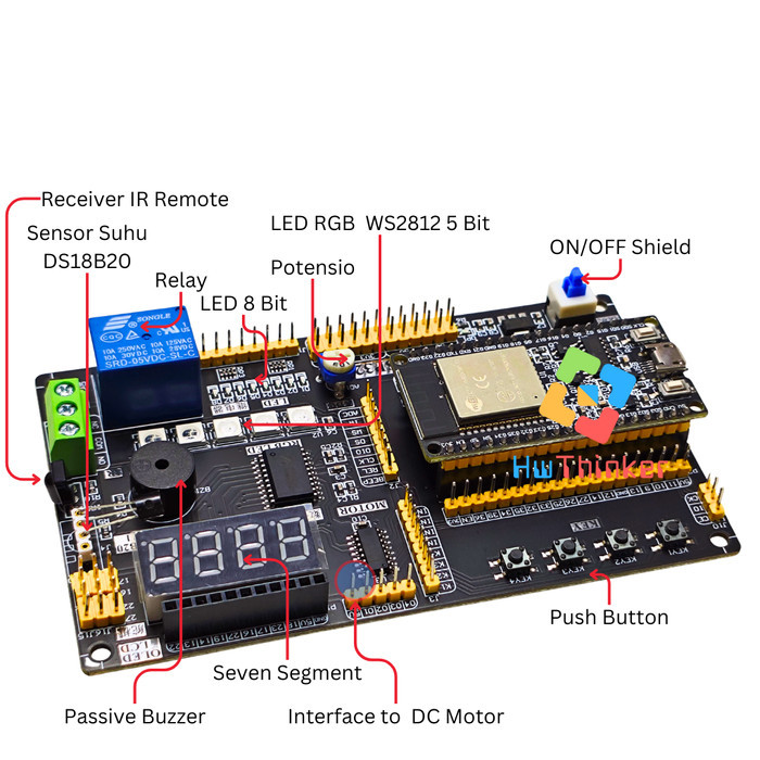 Modul Pembelajaran ESP32 Learning Board with Expansion Shield for IOT