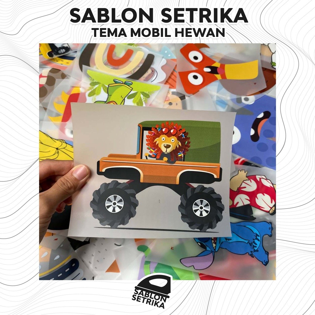 SABLON SETRIKA SABLON DTF PRINTING TEMA MOBIL KARTUN