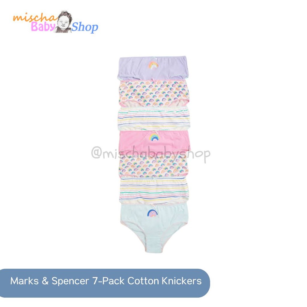 Marks & Spencer 7-Pack Pure Cotton Rainbow Knickers | Pakaian Dalam Anak Perempuan