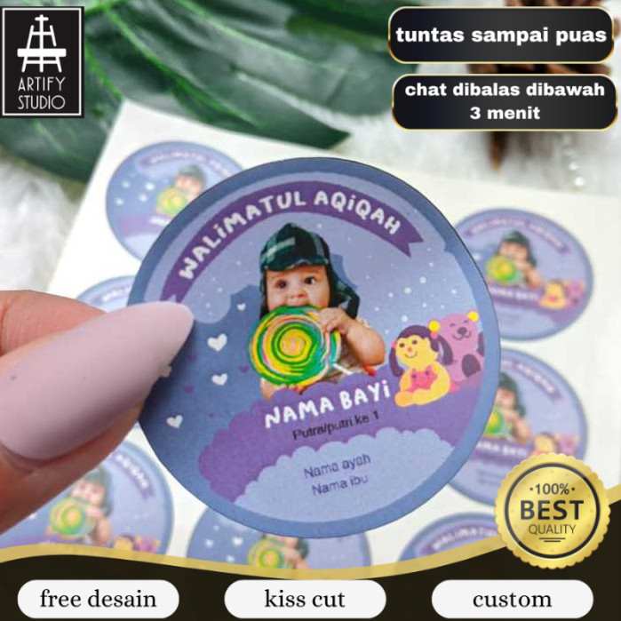

Artify 5-8 Sticker Label Bulat Aqiqah Bayi Sticker Bulat Aqikah Stiker Akikah Anak Chromo