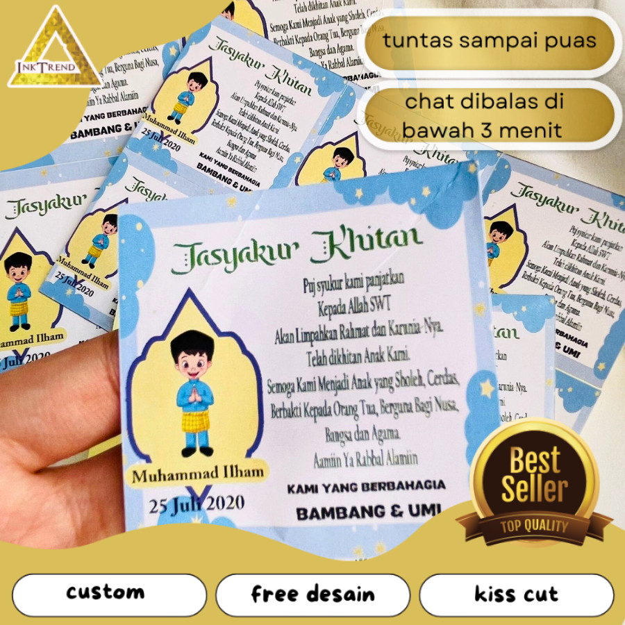 

INKA 2-6 Stiker Khitan / Tasyakuran Walimatul Khitan Bulat Custom Unik bentuk kotak