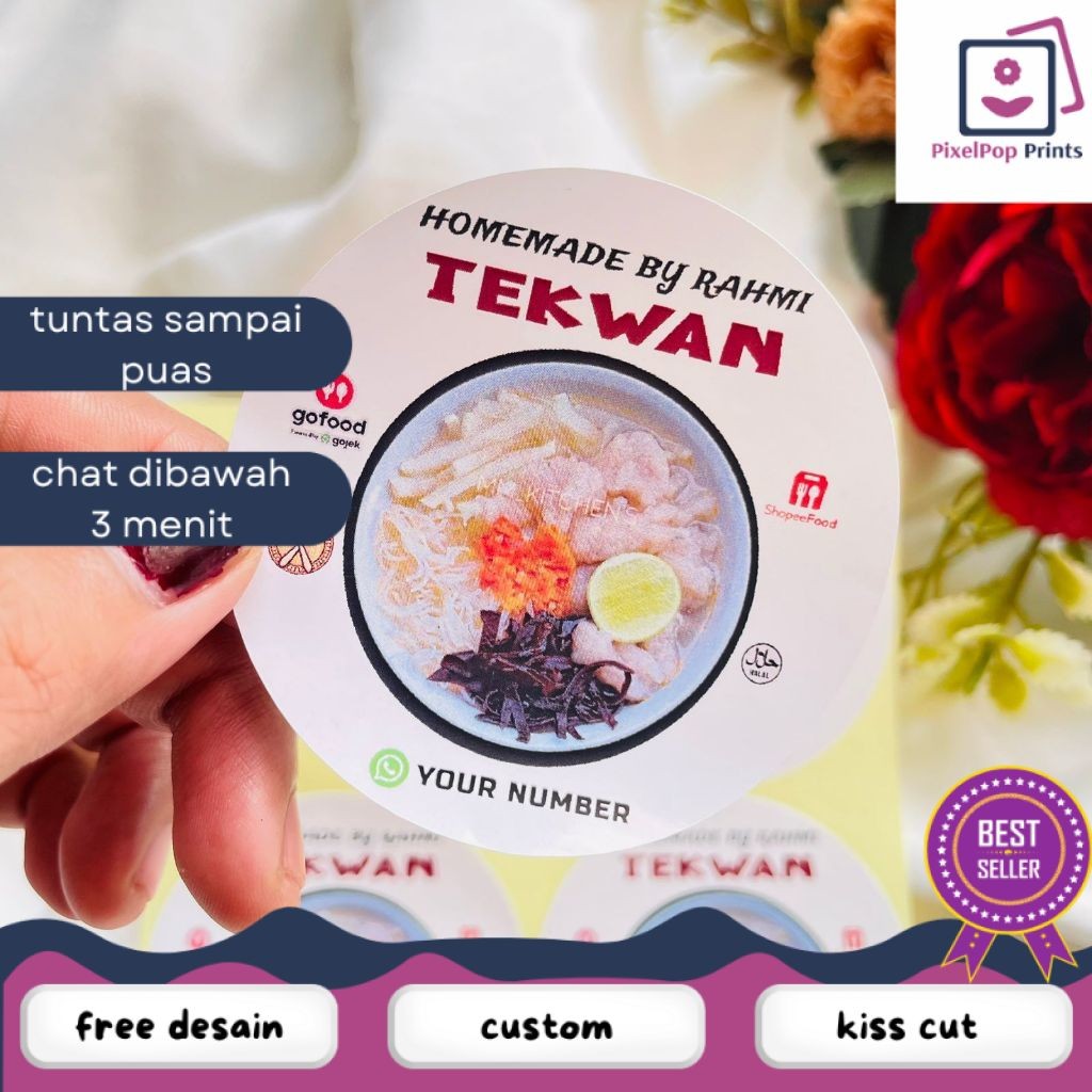

Opikapip 2-4 Stiker Murah Print Sticker Label UMKM Kemasan Box Makanan Pempek Tekwan Chromo Bulat