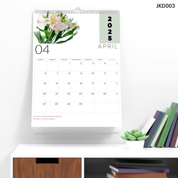 

ANDM kalender dinding tahun 2025 aesthetic lengkap gambar bunga cantik isi 13 lembar