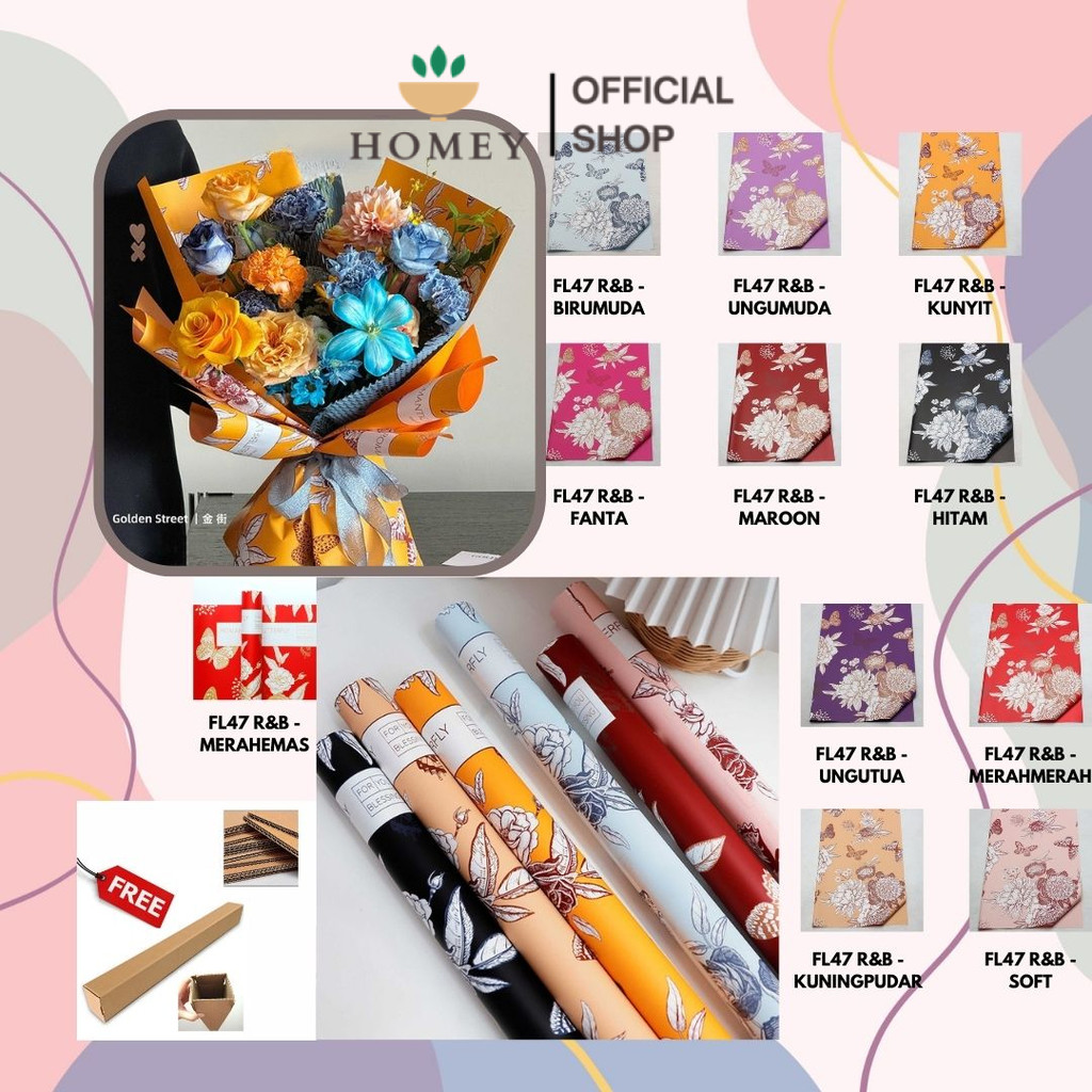 

HOMEY - FL47 R&B Kertas Bunga Paper Buket Motif Cellophane