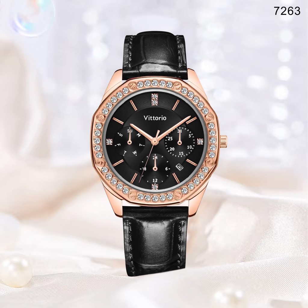 Jam Tangan Wanita Vittorio 7263 Kulit Tanggal
