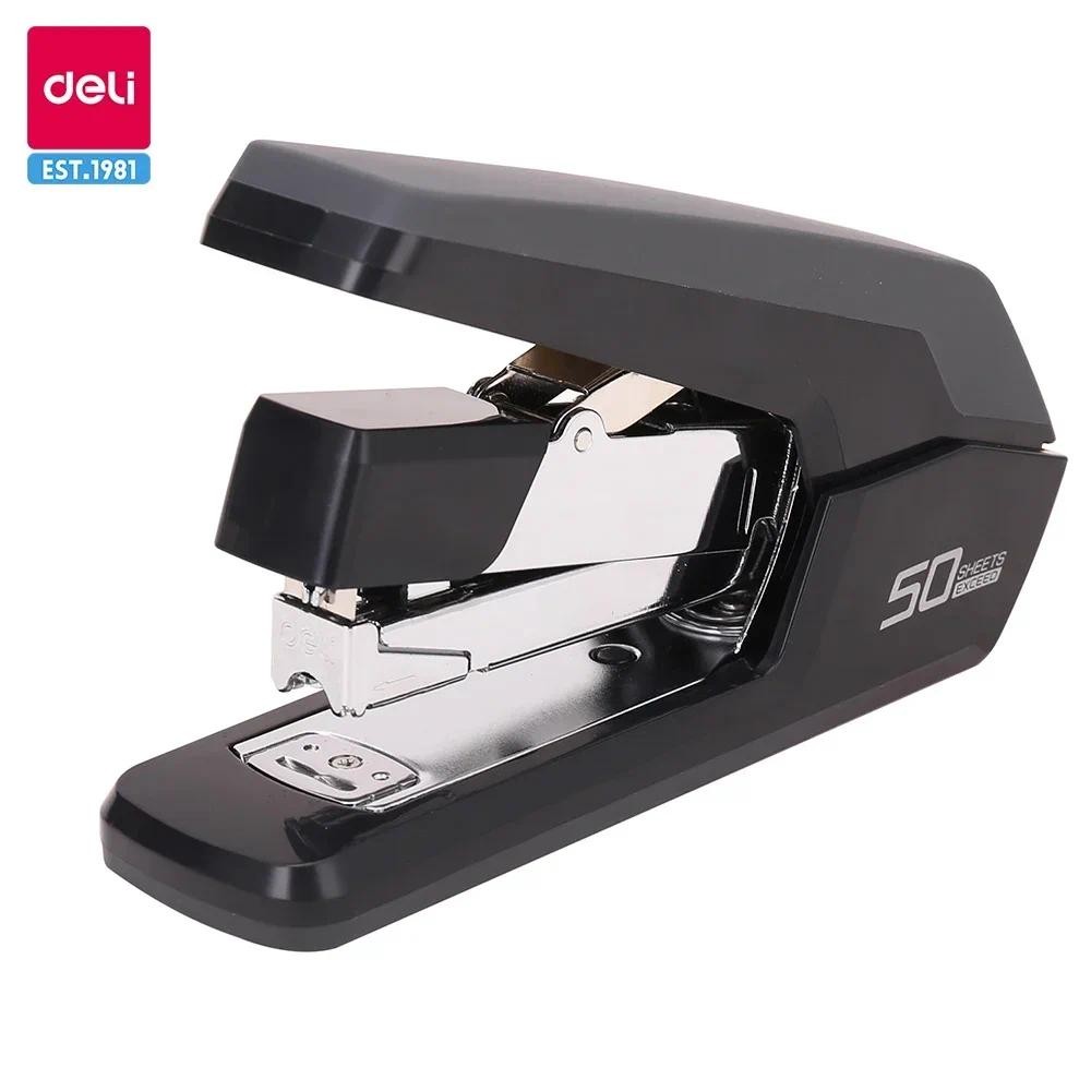 

Deli 50 Sheets Heavy Duty Stapler Effortless Paper Binder School Supplies Stationery Stapler Without Staples Office Supplies
