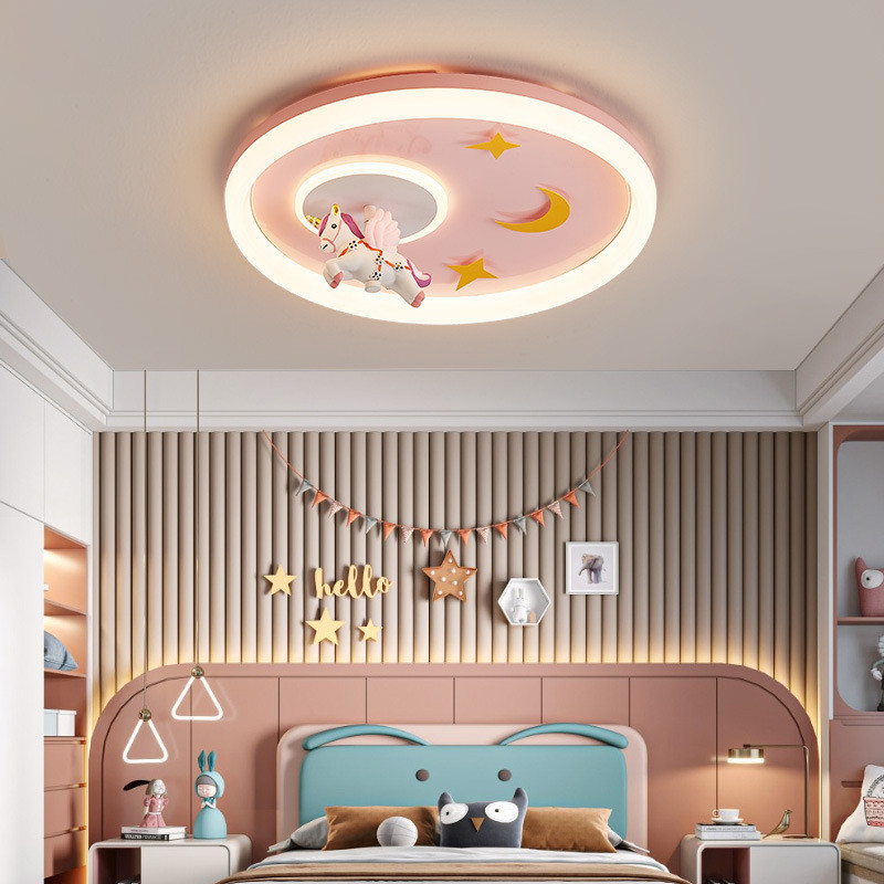 Lampu Langit-langit Anti Nyamuk Pelindung Mata Kartun LED Lampu Kamar Tidur Anak Laki-laki Perempuan