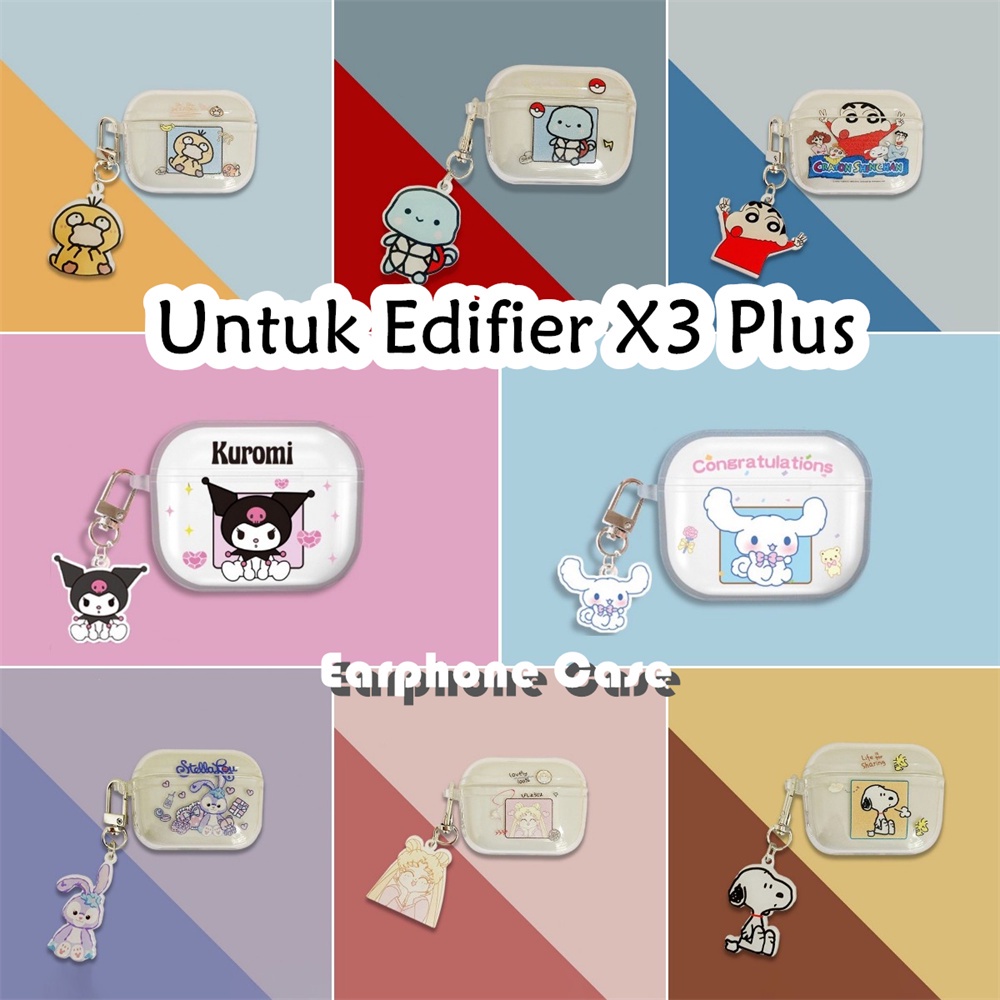 Umstore Untuk Edifier X3 Plus Case Trendi Kartun transparan Anjing kayu manis Soft Silicone Kasus Te