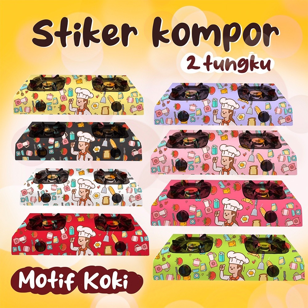 Stiker Setiker Sticker Kompor 2 Mata Tungku Motif Koki Kue Aestetik 100x50 Rinnai