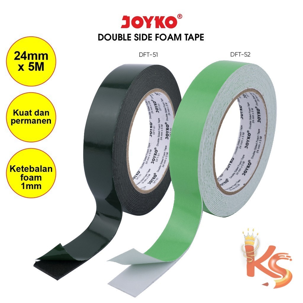 

(KS) Double Sided Foam Tape Pita Busa Dua Sisi Hitam / Putih Joyko DFT51-52