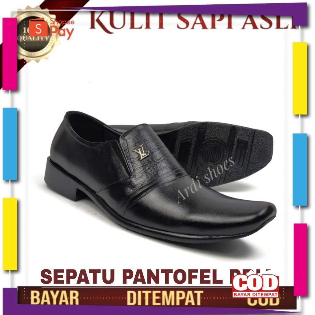 UKURAN SIZE 37 38 39 40 41 42 43 44 45 / Sepatu Pantofel Kulit Sapi Asli Pantopel Kerja Cowok Sepatu