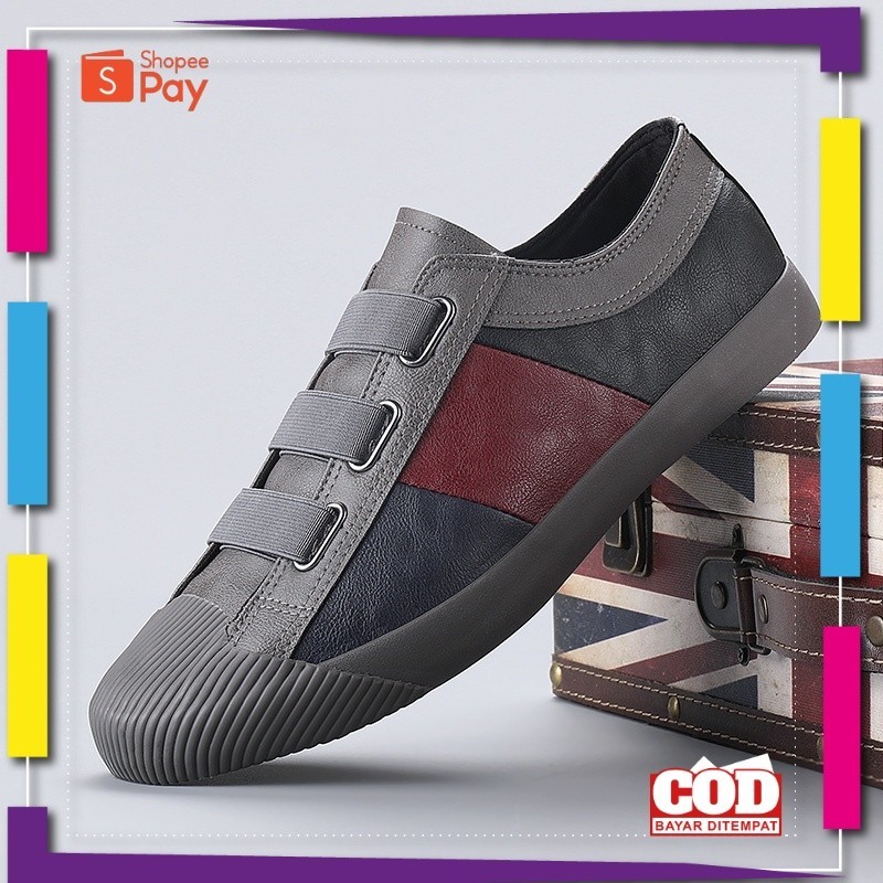 UKURAN SIZE 37 38 39 40 41 42 43 44 45 / Modern Santai Kuliah Sepatu Kets Pantofel Pria Kanvas Panto