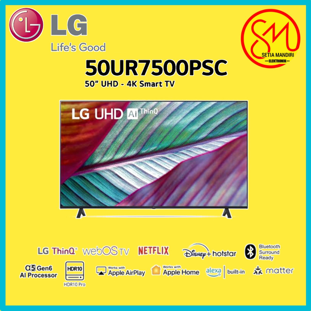 LG 50UR7500 Smart TV LED 4K UHD AI ThinQ TV 50 Inch 50UR7500PSC
