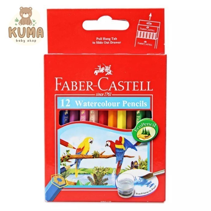 

PENSIL WARNA FABER CASTELL 114461 SHORT PARROT WATERCOLOR ISI 12 WARNA