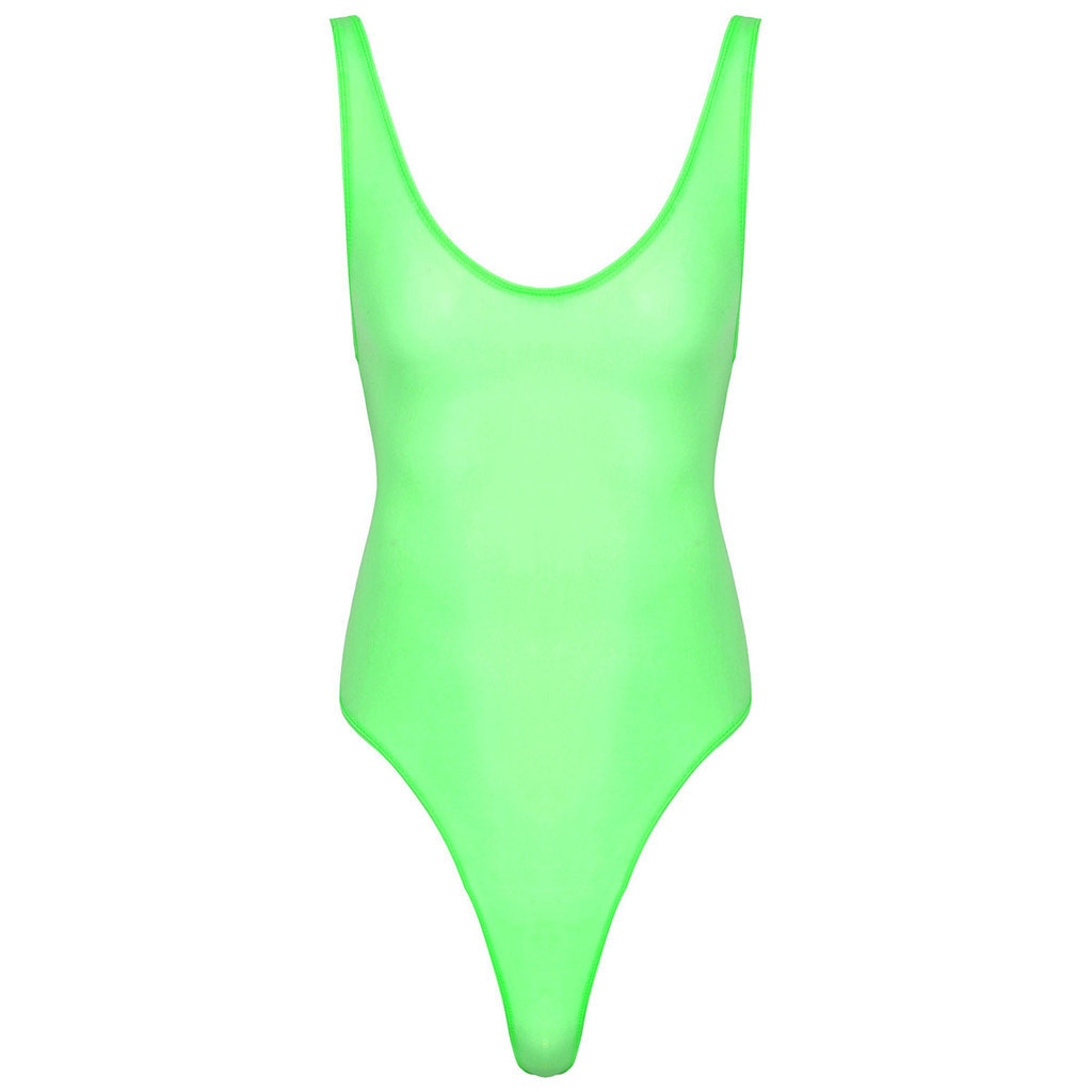 Mens Lingerie See Through Bodysuit One-piece Deep U Neck Sleeveless High Cut Ultra-thin Thong Leotar