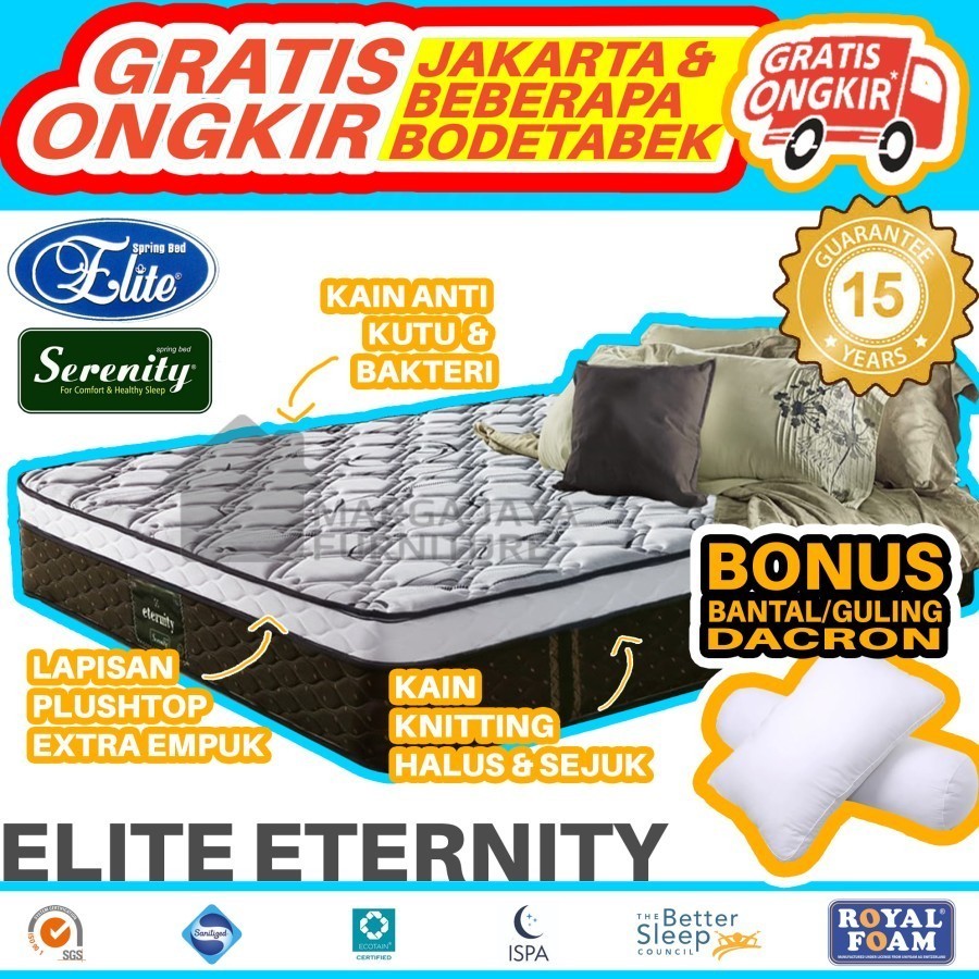 Springbed Kasur Elite Serenity Plushtop 160 x 200 Queen Size Double
