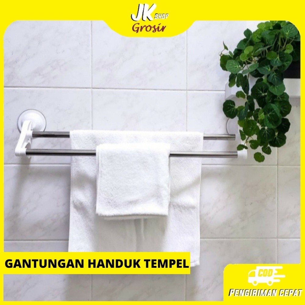 Jk Gantungan Handuk Tempel Stainless Serbaguna Dinding Keramik Ukuran Panjang Tanpa Paku