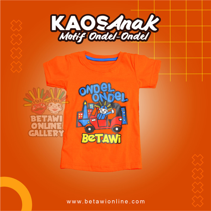 Terlaris ✨ -T-shirt ondel-ondel / Kaos motif Ondel Ondel / Kaos anak gambar ondel - Kaos Ondel Oren,