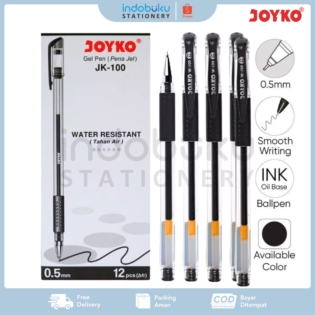 

Pulpen Gel Joyko Tahan Air 0.5m JK - 100 ( 1 Pack Isi 12 PCS)