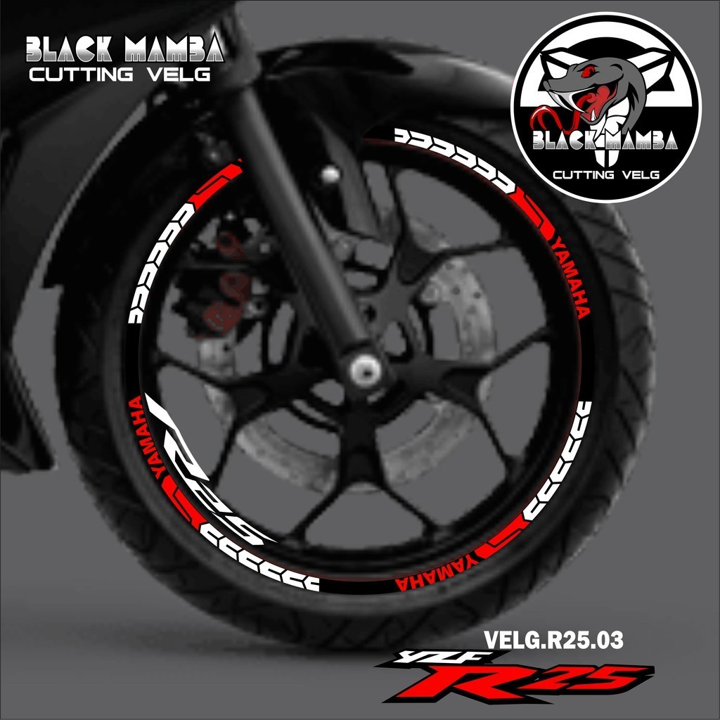 (COD) CUTTING STICKER VELG R25 - STIKER LIS LIST VARIASI BAN/VELG YAMAHA R25  03