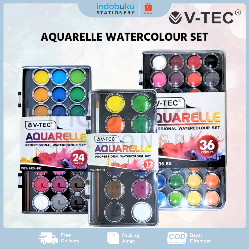 

Aquarelle Watercolor Set V-Tec 12 24 36 Color - Cat Air VTec Warna